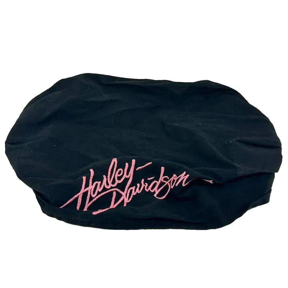 HARLEY DAVIDSON WOMENS Black HEAD Wrap BAND Pink Embroidered Elastic